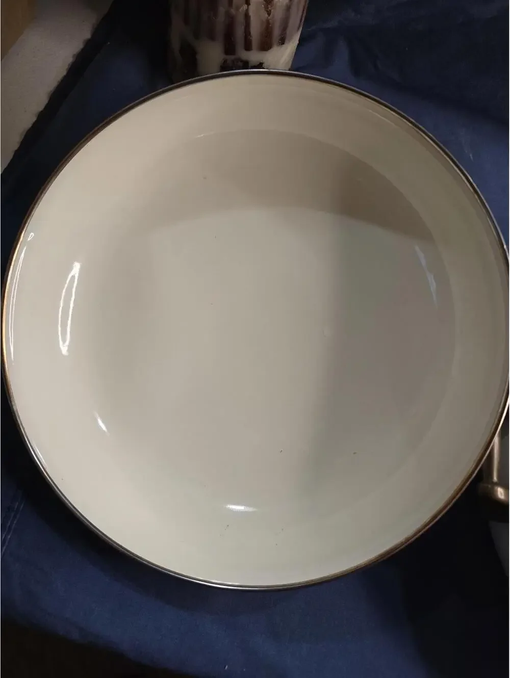 Vintage Porcelain Casserole Brass Handles Villa Grande Tabletops Unlimited Grape